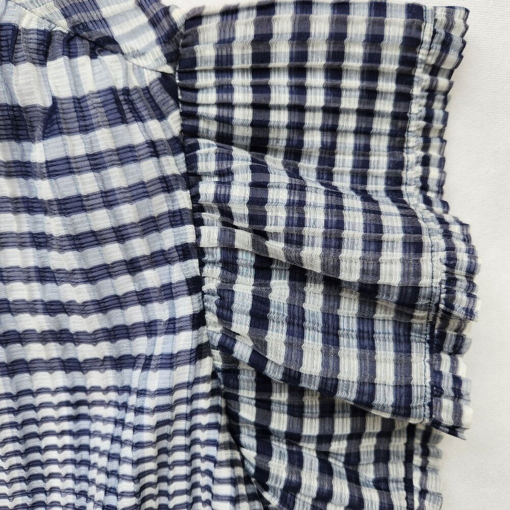 Marie Oliver Bay Dress Organdy Check Blue White Gingham Ruffle Coquette Feminine - Picture 6 of 12